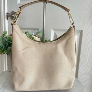 Gucci GG Nylon Beige Hobo Leather Strap Bag